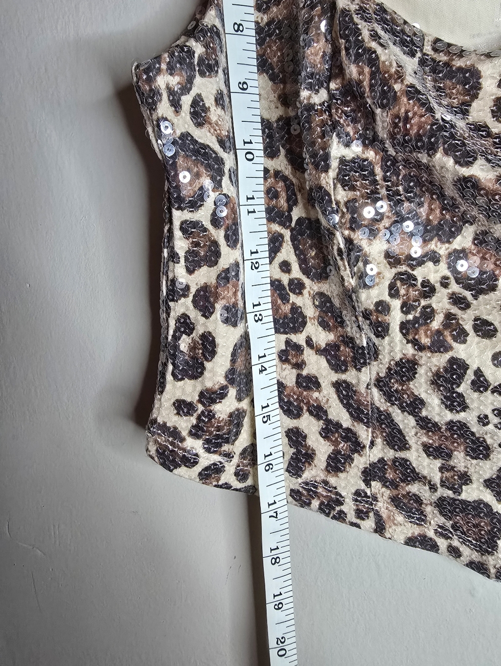 Madden NYC Leopard Sequin Crop Top - Beige/Brown - Picture 7 of 8